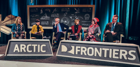 Figur 1.5 Arctic Frontiers er en av de viktigste internasjonale plattformene for fremme av norske posisjoner i Arktis. Her er utenriksminister Ine Eriksen Søreide i dialog med blant annet Alaska-senator Lisa Murkowski, BBC-journalist Stephen Sackur, sametingsp...