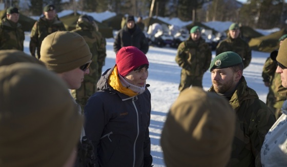 Norwegian Defence Minister Ine Eriksen Søreide during Exercise Joint Viking in Finnmark, March 2017.