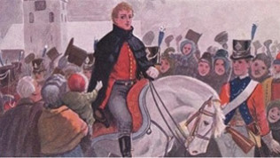 Prins Christian Frederik på torvet i Christiania 1814