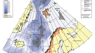 Kart over utstrekningen av norsk kontinentalsokkel