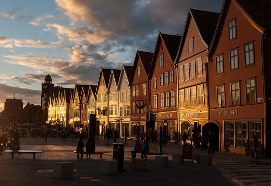 De gamle husene som utgjør bryggen i Bergen.