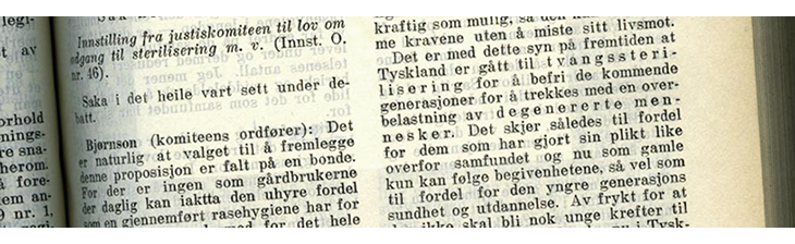 Figur 4.2 Faksimile fra odelstingsdebatt i 1934 om steriliseringsloven.
