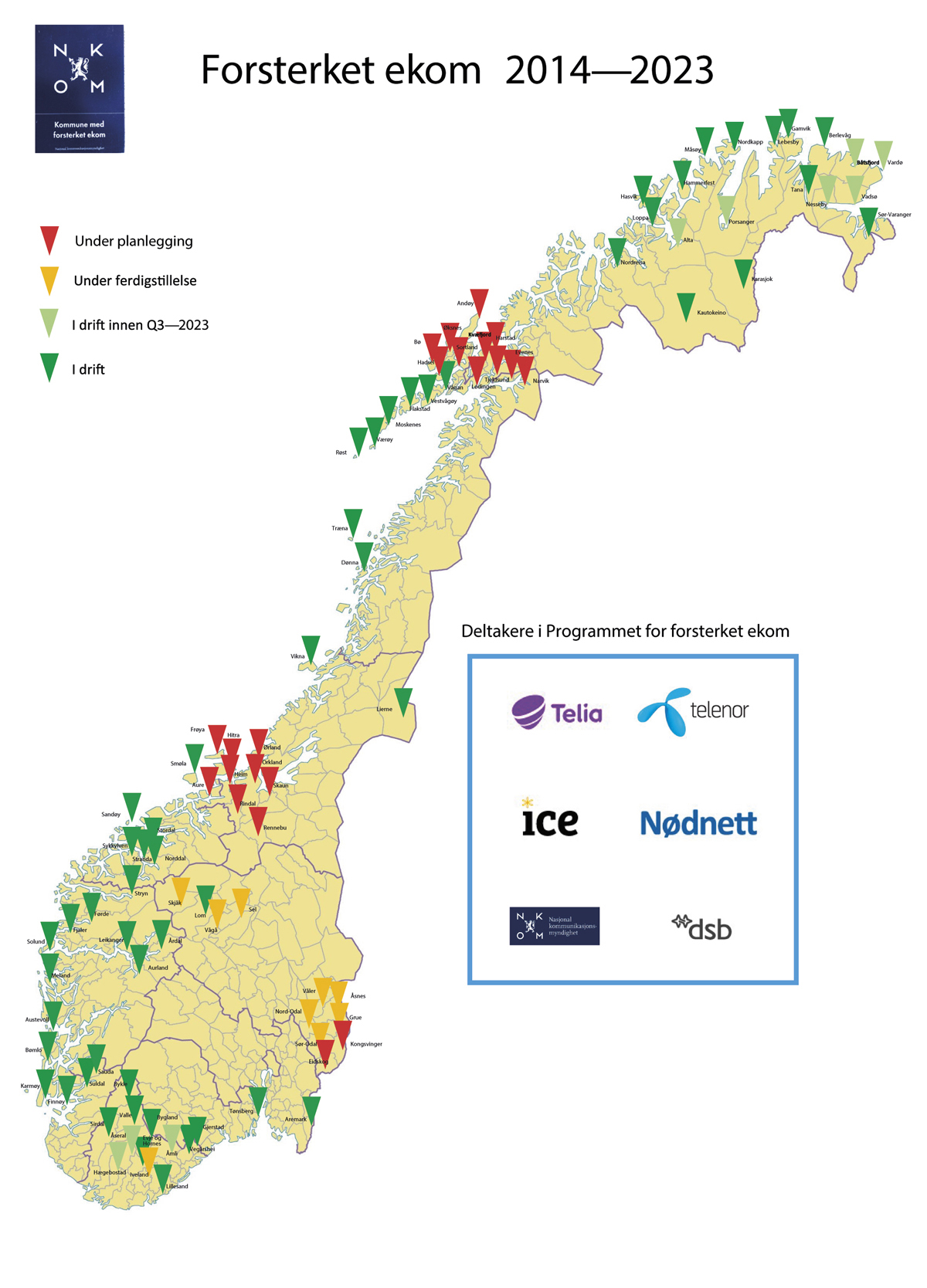 Figur 15.3 Kart med oversikt over prosjekt for forsterket ekom.