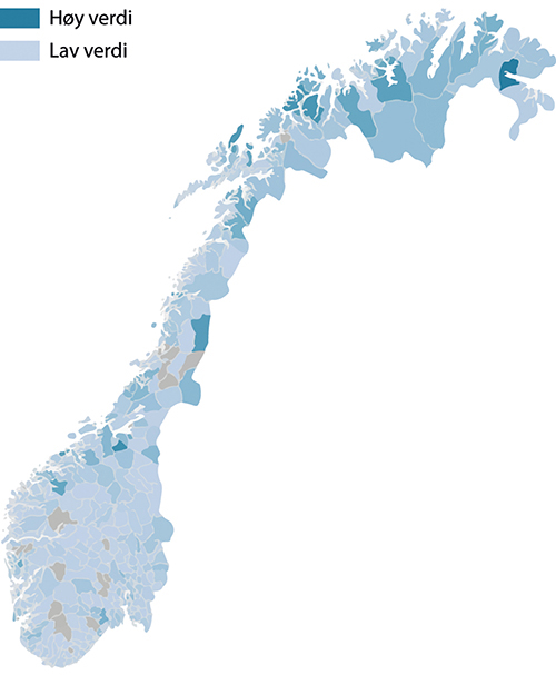 Figur 4.1 Variasjon i overliggerdøgn, 2022.