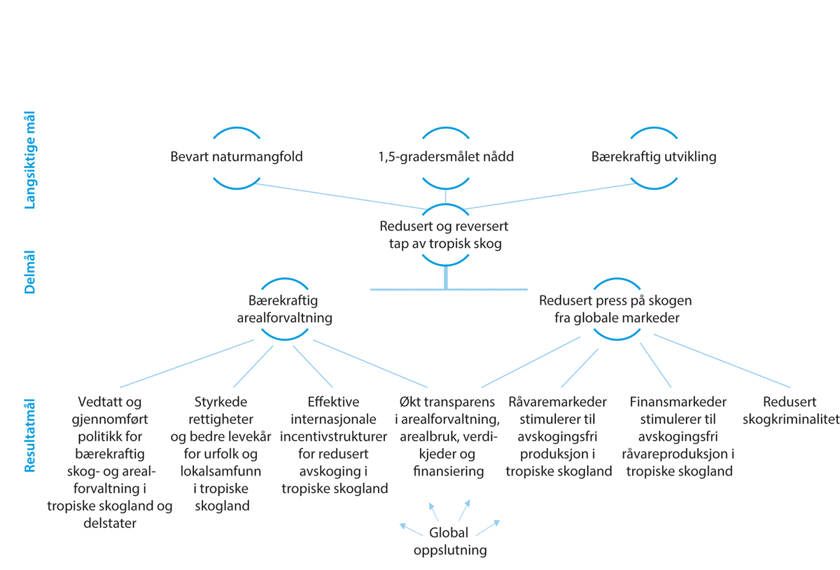 Figur 6.1 Det strategiske rammeverket til Klima- og skoginitiativet