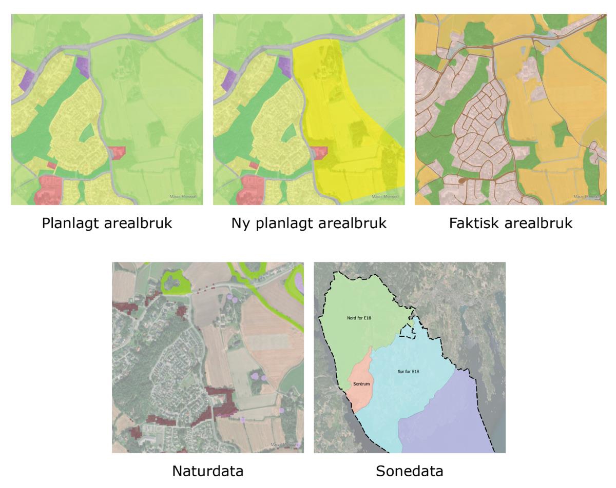 Oversikt over temadata som inngår i datagrunnlaget for arealregnskapet