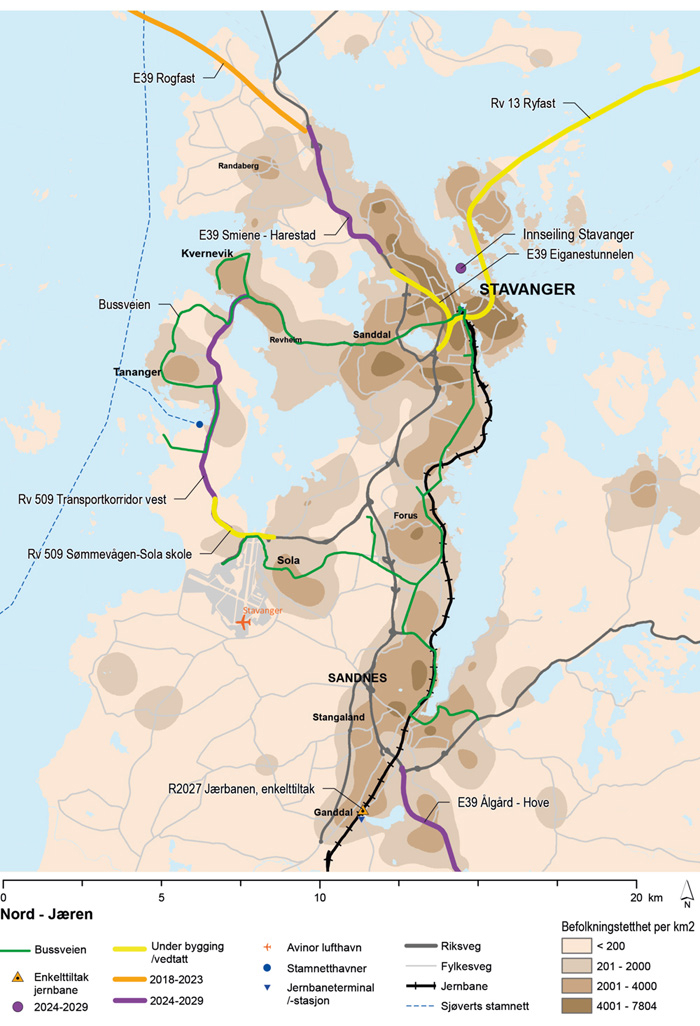 Figur 8.8 Prosjekter og tiltak på Nord-Jæren
