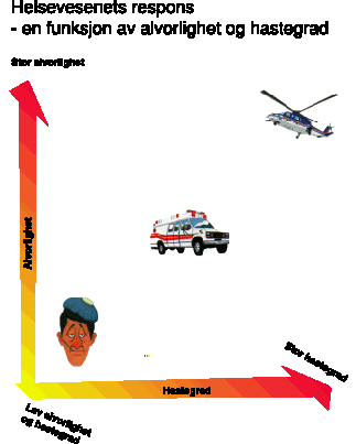 Figur 3.3 Helsevesenets respons på akutt sykdom med ulik hastegrad