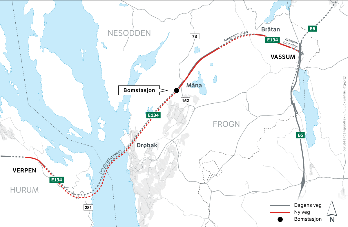 Figur 2.2 Plassering av bomstasjonen