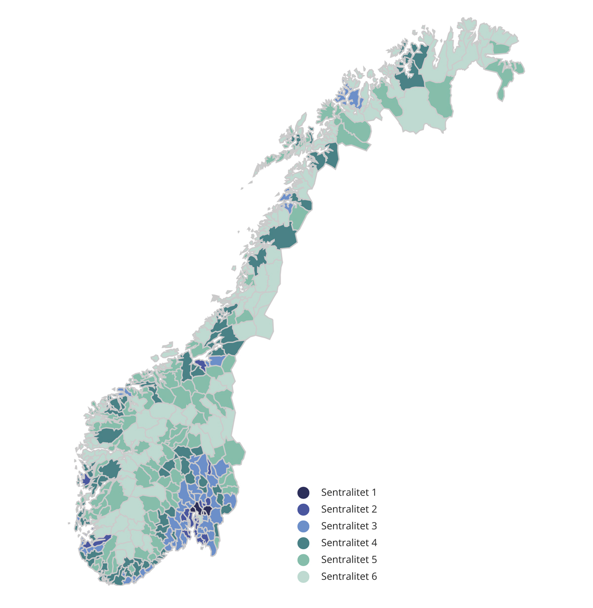 Figur 1.1 Inndeling i sentralitetssoner i LOTTE-Skatt