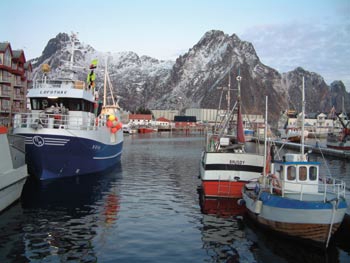 Figur 7.1 Kystfartøy av ulik alder og størrelse på havna
 i Svolvær