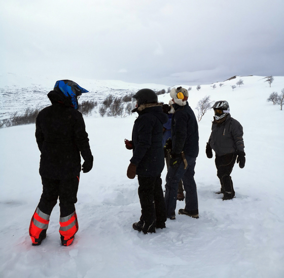 Kriseberedskapsutvalget på befaring ved Lappfjellet i Ildgruben reinbeitedistrikt.