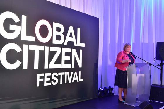 Prime Minister Erna Solberg at the High Level SDG-reception in Johannesburg 2 December 2018.