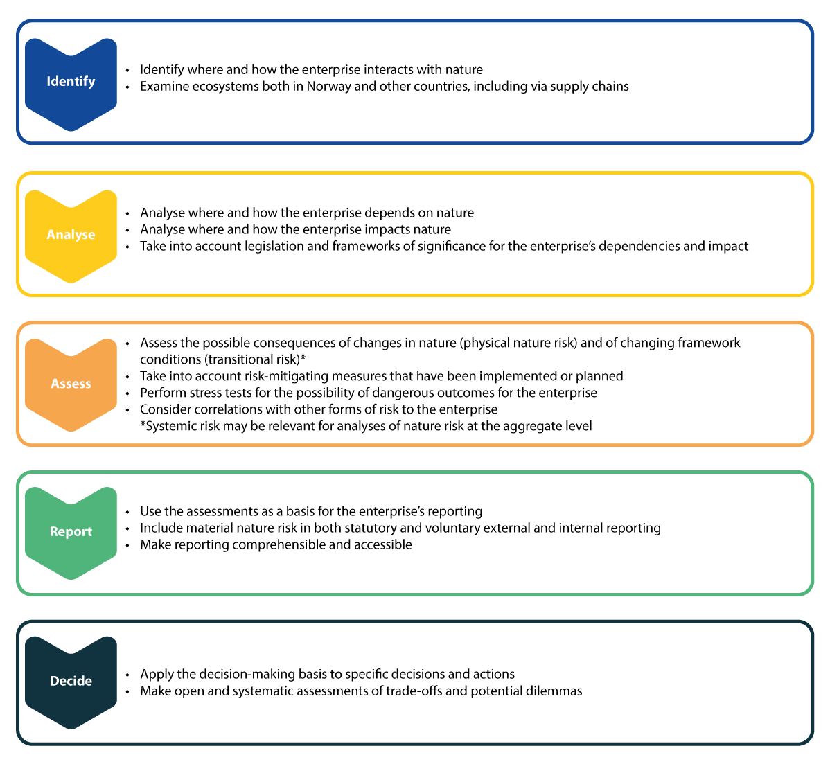 Illustration. Methodological main steps in the work on nature risk.