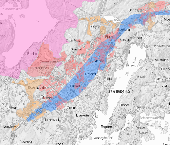 Største utfordringen i planleggingen av ny E18 Dørdal–Grimstad er strekningen forbi Grimstad.