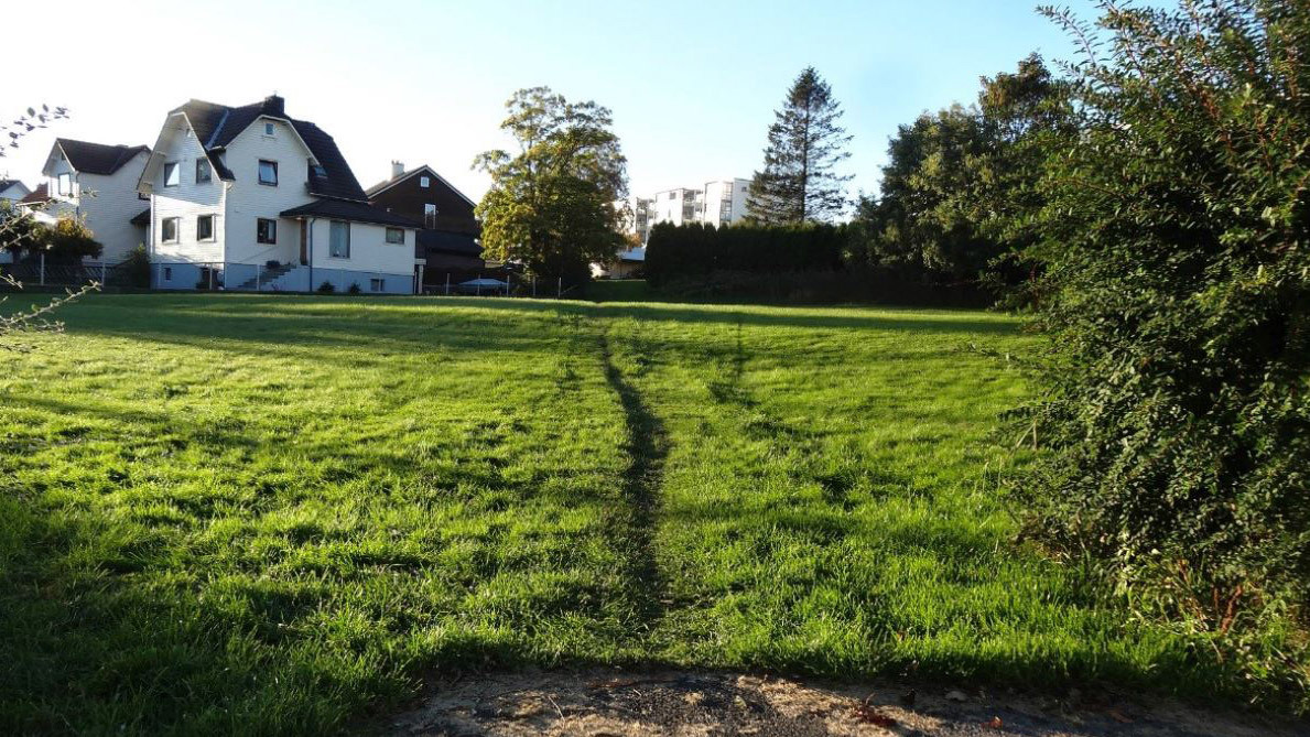 Hus og grøntområde.