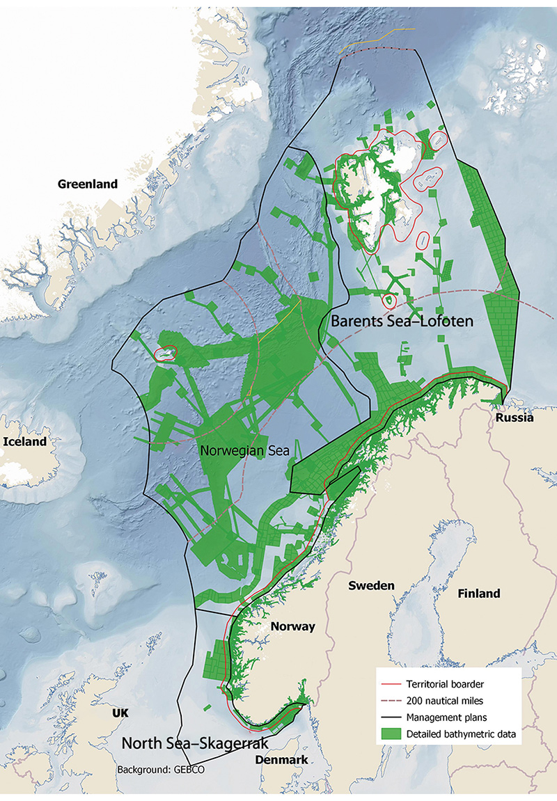 Figure 2.15 Areas mapped by the MAREANO programme.
