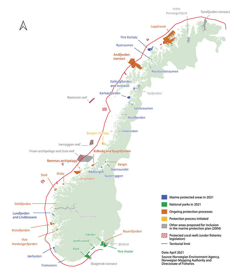 Figure 4.2 Map of existing and planned marine protected areas.
