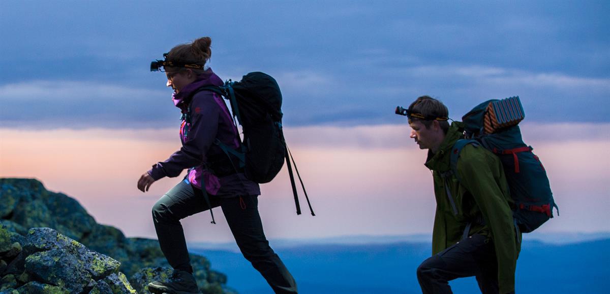 Picture of two people climbing a mountain.