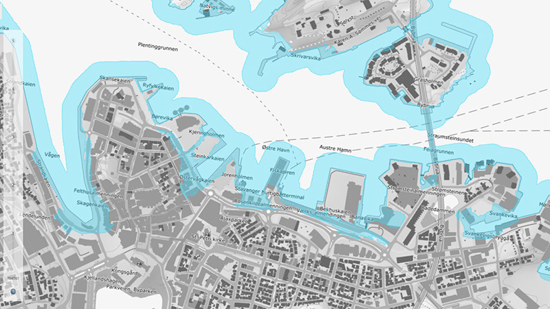 Skjermdump fra kartløsningen sehavnivå.no