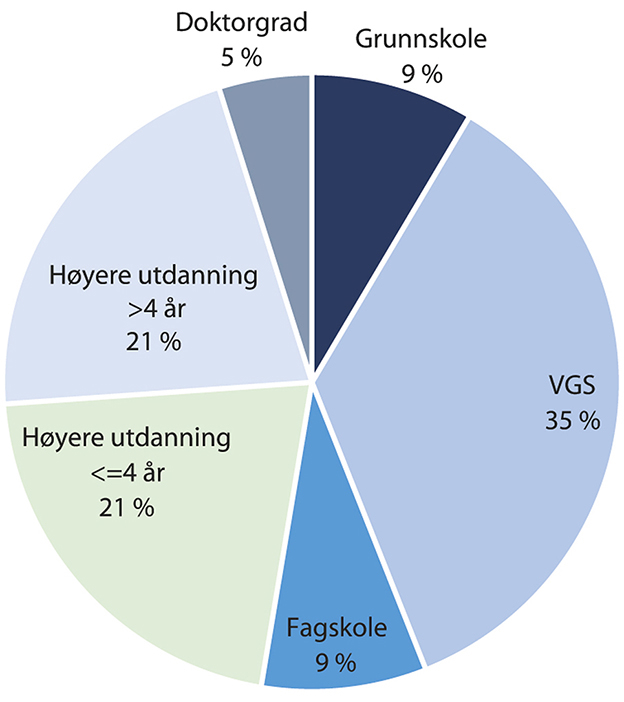 Figur 3.11 Kompetansenivå i olje- og gassnæringen i 2019.
