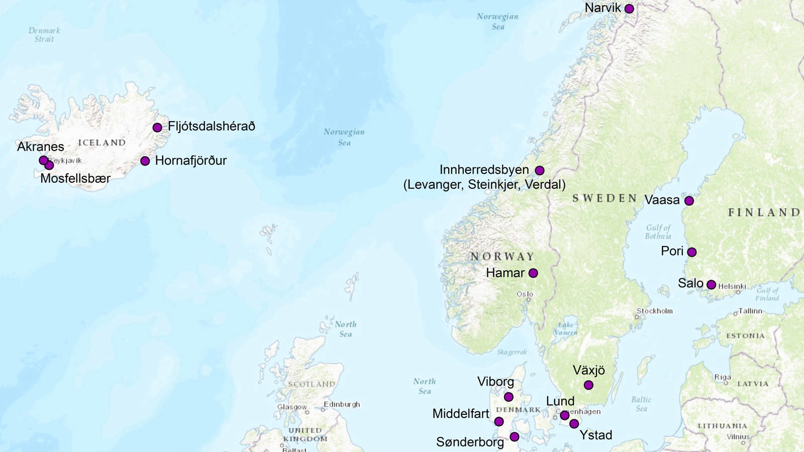 Attraktive nordiske byer og byregioner