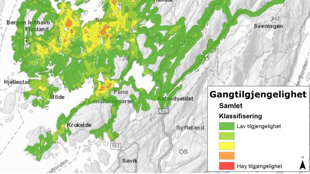 Utarbeidelse av gangnettverk og tilgjengelighetsanalyse fra Asplan Viak