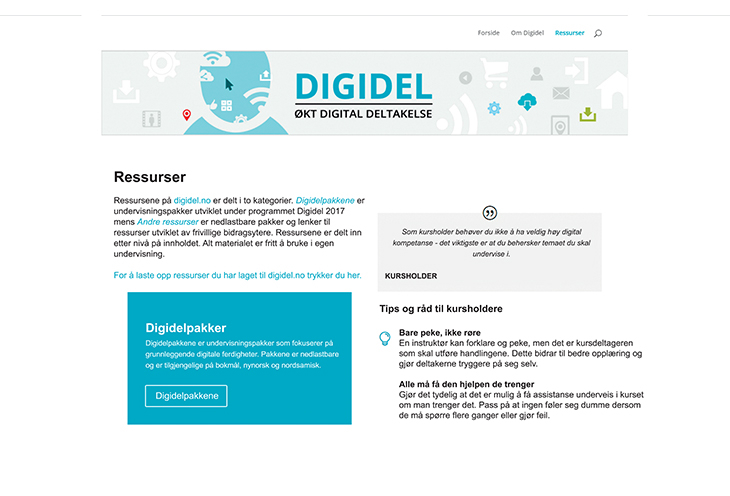 Figur 15.1 Forside Digidel.no – Program for digital deltakelse.
