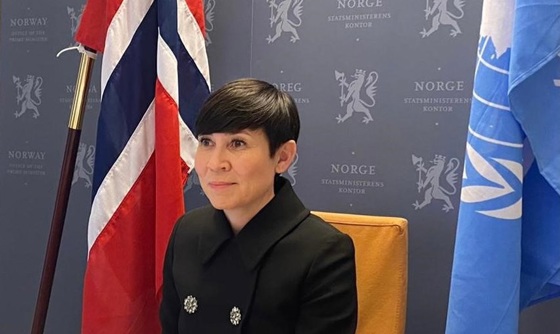 Utenriksminister Ine Eriksen Søreide deltok (digitalt) i dagens debatt i FNs sikkerhetsråd. Foto: UD